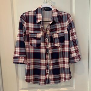 Papermoon for Stitch Fix super soft plaid blouse sz MP